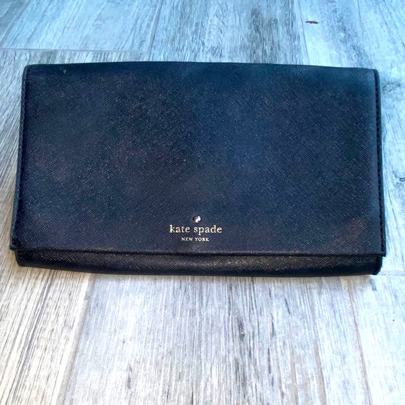 🖤🖤 KATE SPADE Clutch / Crossbody in black with gold hardware + dust bag 🖤🖤 - Picture 4 of 14